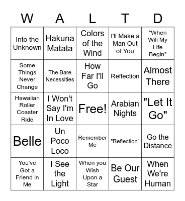 Disney Bingo Card