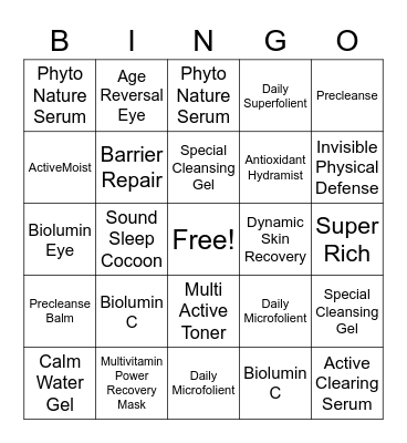 DERMOLOGICA Bingo Card