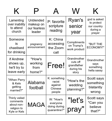 The Most Uncomfortable Zoom Meeting Bingo Card