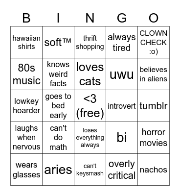 are you... me? Bingo Card