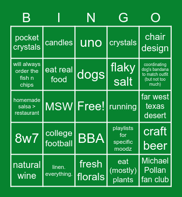j a d e Bingo Card