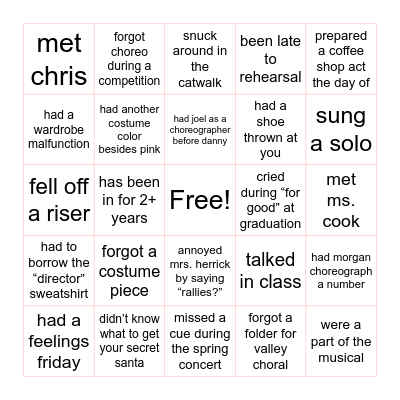 Tiger Pizazz Bingo Card