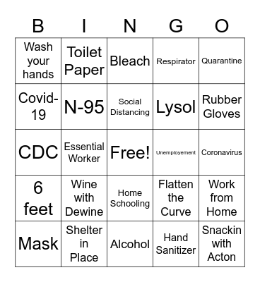 Ohio Pandemic Bingo Card