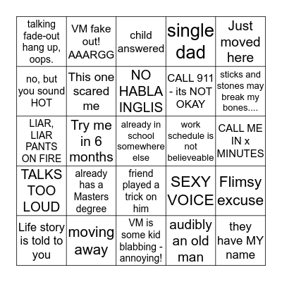 SUPER DUPER BINGO Card