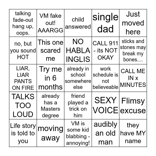 SUPER DUPER BINGO Card