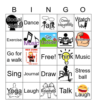 Coping Skills Bingo Card