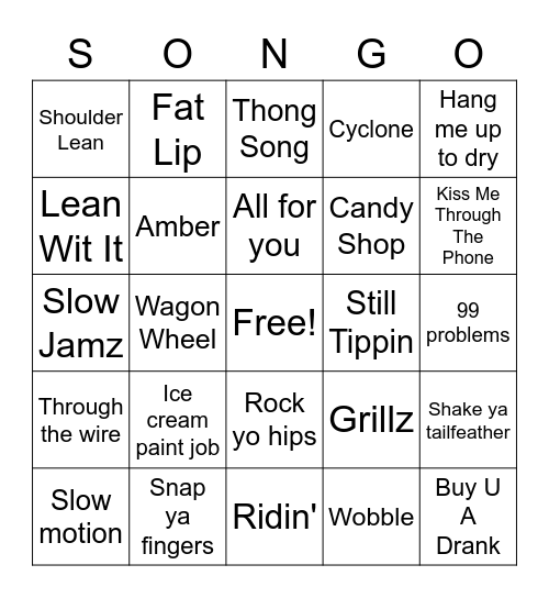 00's Round 2 Bingo Card