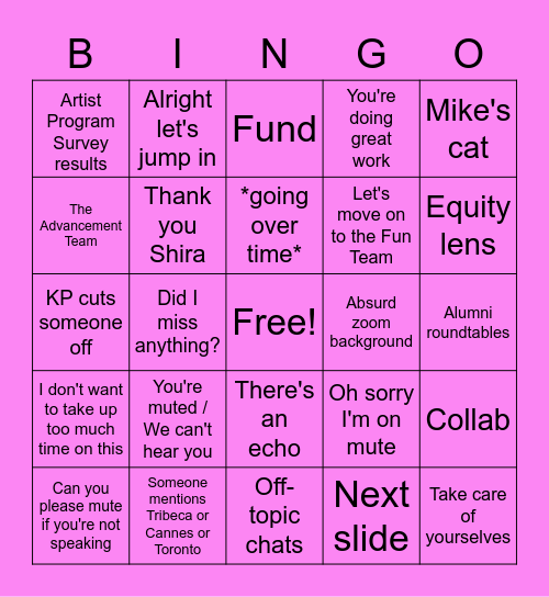 demo bingo Card