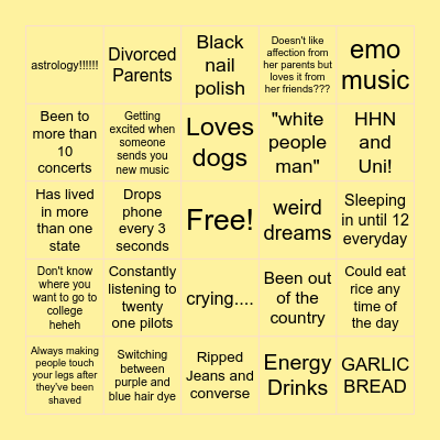 Ari's Bingooooooooo Bingo Card