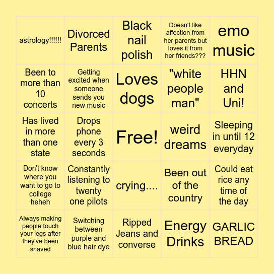 Ari's Bingooooooooo Bingo Card