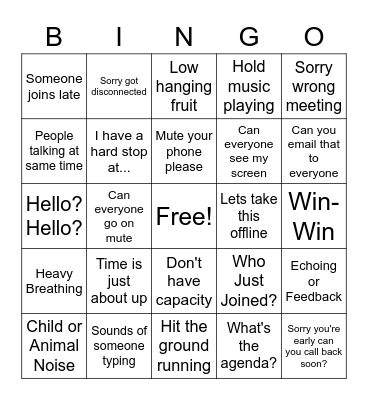 Conference Call BINGO Card