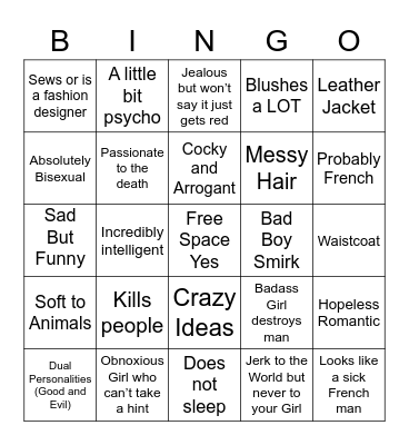 Favorite Character Types Bingo Card