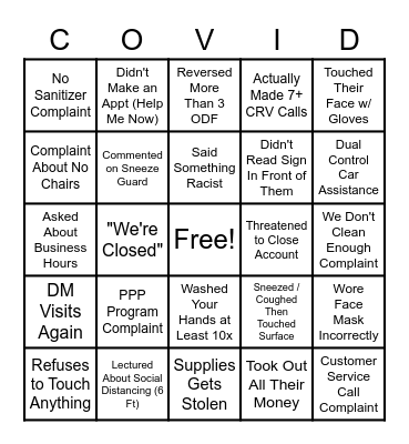TUSTIN BINGO Card