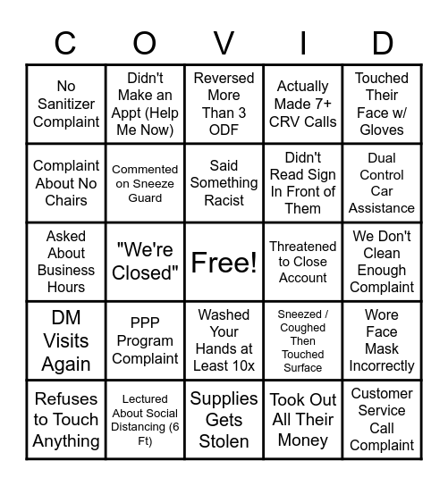 TUSTIN BINGO Card