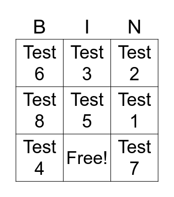 TEST BINGO Card