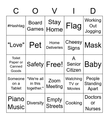 COVID AD BINGO Card