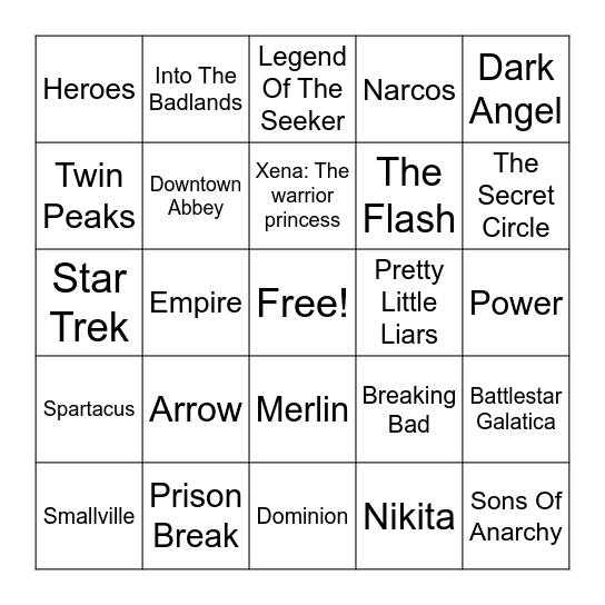 Series: I have watched Bingo Card