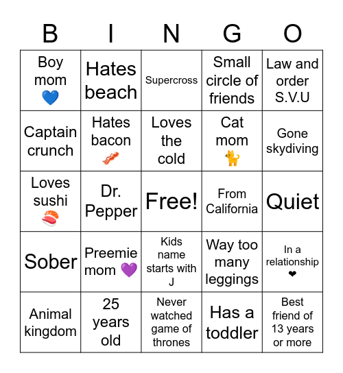 Ale's Bingo Card