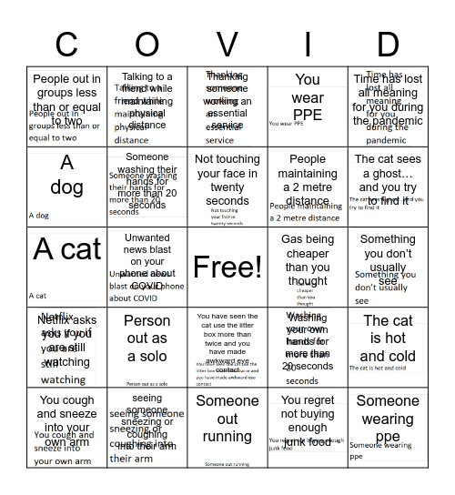 Quaranting Fun Times Bingo! Bingo Card