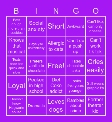 Courtney Bingo Card