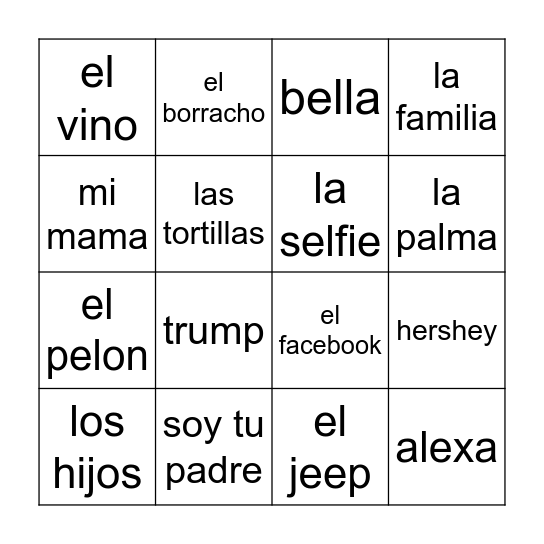 Loteria Rodriguez Bingo Card