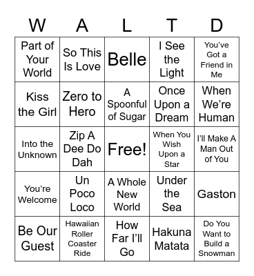 Disney Bingo Card