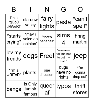 liv bingo!! ...lingo Bingo Card