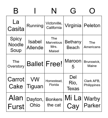 Steph's Birthday Bingo Card