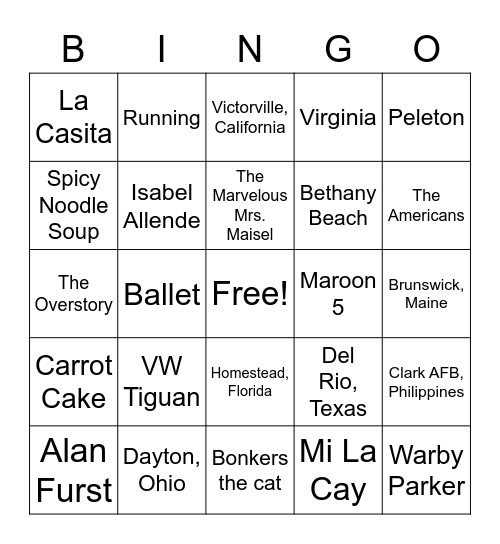 Steph's Birthday Bingo Card