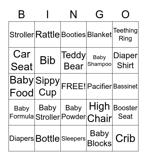 Melissa & Tahir's Baby Shower Bingo Card