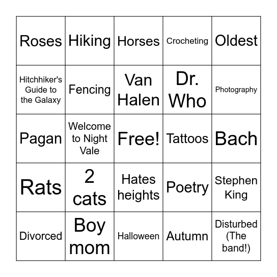 Jen Bingo Card