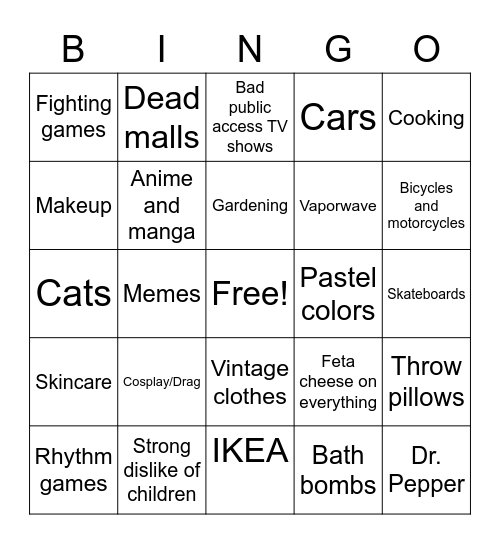 How Similar are you to Alisa? Bingo Card