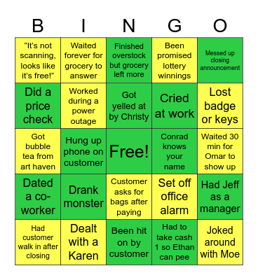 Worked at Food Basics Bingo Card