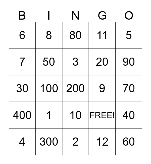 Gematriah Bingo Card