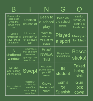 RICHWOODS HIGH SCHOOL Bingo Card