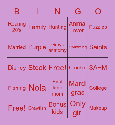 Britney Bingo Card