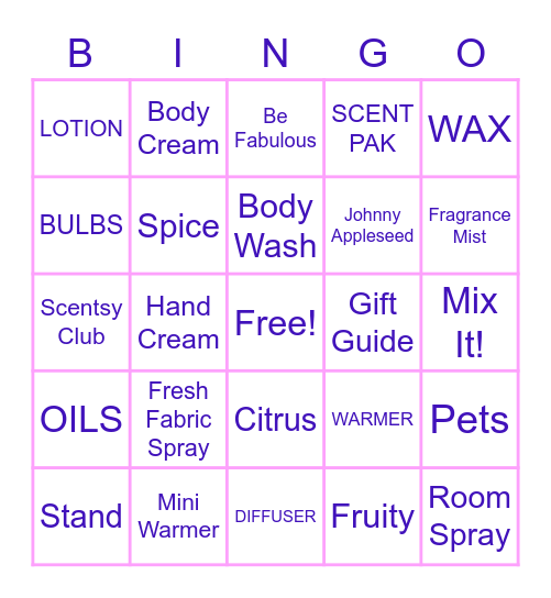 Scentsy 4-2020 Bingo Card