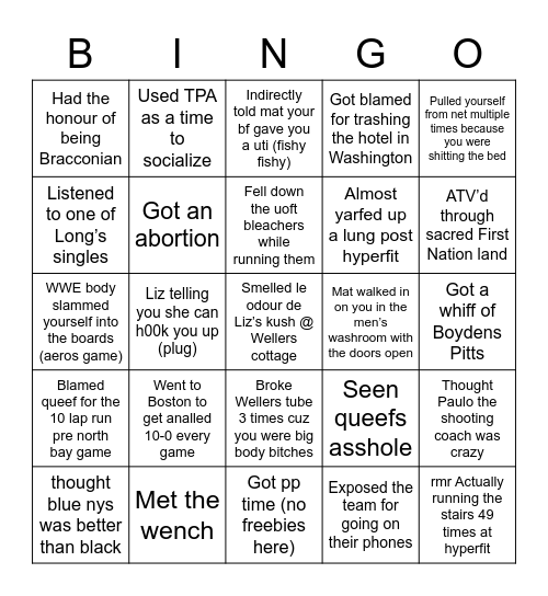 NYS Line Crossed Edition Bingo Card