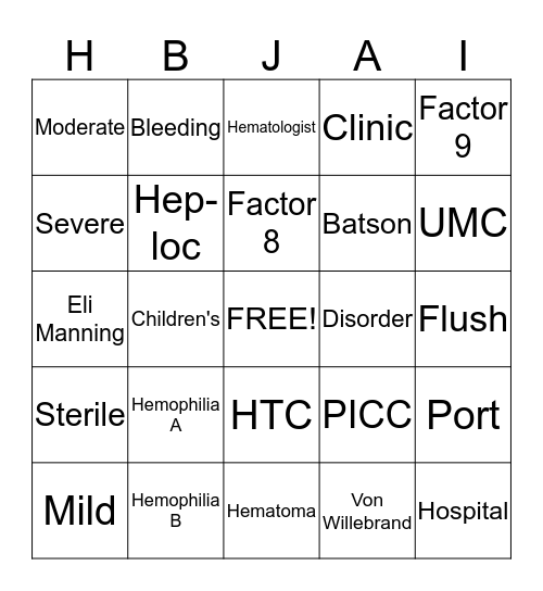 Jaiden's Story Bingo Card