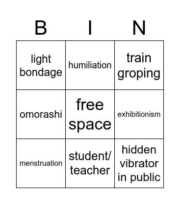 kink bingo Card