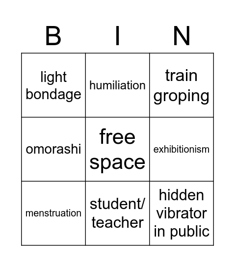 kink bingo Card
