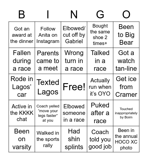 NDXC Bingo Card