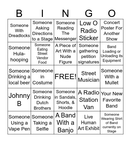 downtownART+SOUND Bingo Card Bingo Card