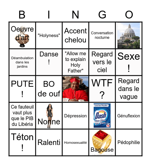 Bingo The New Pope Bingo Card
