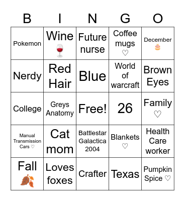 ♡ Aubri ♡ Bingo Card