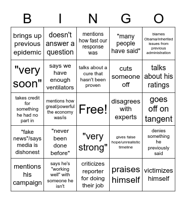 Covid briefing bingo Card