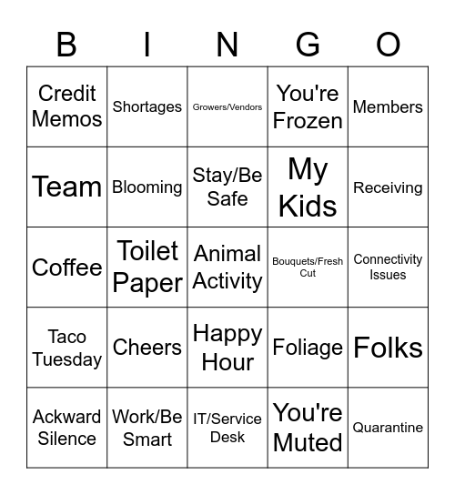 Workplace Bingo Card