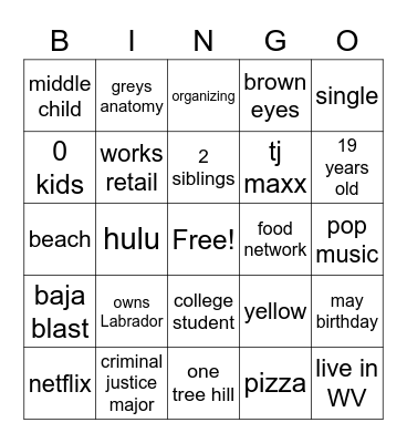 haley b Bingo Card