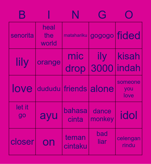 music favorit Bingo Card