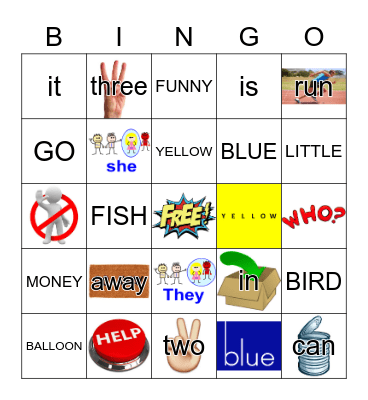Sight Words Bingo Card